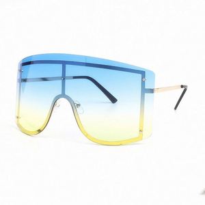 2020 Newest Arrivals UV400 Colorful Oversized Frame Rimless One Piece Lens <b>Sunglasses</b> for Women. - Product Image 5