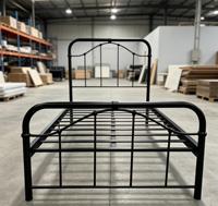 Cadre de lit simple en métal noir mat, sans vis, KD, pour appartement, auberge, location de meubles en Australie