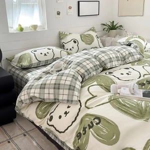 Set di biancheria da letto con copripiumino singolo cartone animato Set di biancheria da letto in quattro pezzi per studenti per uso dormitorio - Product Image 5