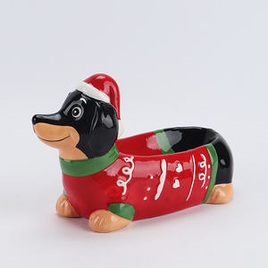 Tirelire en céramique 3D en forme de chien, chiot de Noël peint à la main avec un <span class=keywords><strong>pull</strong></span> rouge, décoration festive pour chambre d'enfant, cadeau pour les amoureux des chiens - Product Image 4