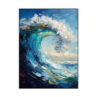 Peinture Murale 3D en Cuir Texturé pour Salon, Hôtel, Paysage Marin Abstrait Bleu, Vagues Océaniques, Peinture Murale en Cuir Embossé 3D