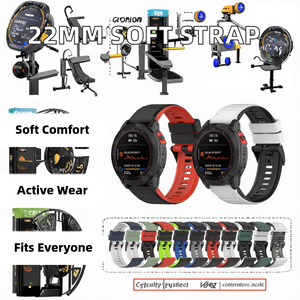 Bracelet en silicone respirant de 22 mm pour montre connectée Garmin Forerunner 265/255 <span class=keywords><strong>Vivoactive</strong></span> 4/Venu 2/Venu <span class=keywords><strong>3</strong></span>/Active, bracelet de sport musical - Product Image 2