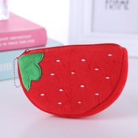Tas penyimpan kartu anak, gaya Korea lucu tas penyimpanan kartun semangka mewah tas koin kecil semi-melingkar tas kunci dompet kartu