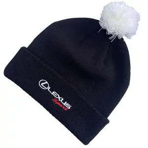 Fabrication de bonnets de golf pompon sport en tricot brodés avec logo bonnets d'hiver personnalisés en tricot tuque bonnet avec logo