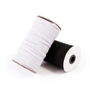 high quality 5mm black and white polyester nylon braided elastic band for clothing