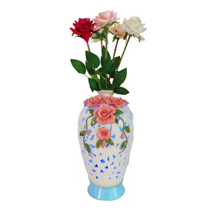 बहुरंगा रात को प्रकाश रिमोट कंट्रोल खोखले फूलदान रात दीपक फूलदान दीपक घर सजावट जोड़ों पत्नी उपहार Vases के लिए फूल