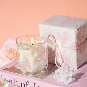 Coffret Cadeau Bougie en Verre Aromathérapie Romantique Française, Bougie en Cire de Soja Haut de Gamme, Décoration Florale Faite à la Main pour Mariage et Thanksgiving - Product Image 1