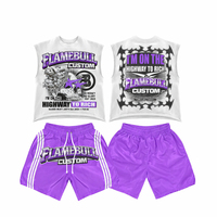 T-shirt sans manches imprimé par transfert thermique personnalisé, short en nylon imprimé numériquement, ensemble short et t-shirt avec motif logo personnalisé