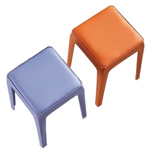 Plastic chairs and <b>stools</b>, stackable, extra thick, suitable for living room, dining room, dining <b>table</b>, soft-top square <b>stools</b>, - Product Image 5