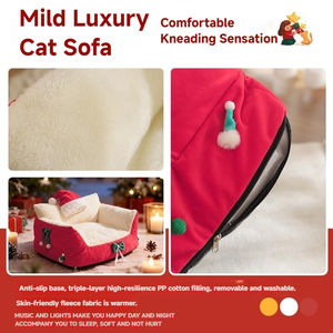 Weihnachts-Sofa Haustierbett Plüsch-Fleece Waschbar Atmungsaktiv Modern Modisch Rutschfester Boden Warmes Katzen- und Hundebett - Product Image 5