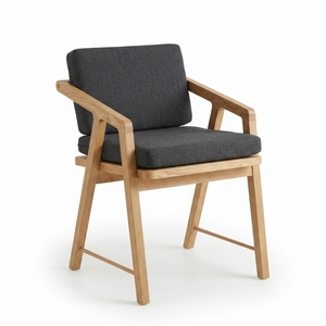 Silla de Comedor Moderna Rhea de Madera de Teca con Cojín de 6 cm, Cómoda para Restaurante, Cocina y Uso Doméstico - Product Image 1