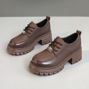 British Style Women's Outdoor <b>Soft</b> Single Leather <b>Shoes</b> Lace up Walking Casual <b>Shoes</b> for Ladies for Autumn Summer and Spring - Product Image 2