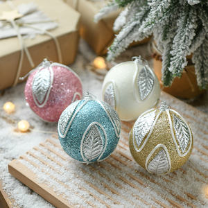 GANGHENG Accesorios Navidenos Novedades 8cm Décoration d'arbre de Noël Festival Décoration intérieure Boule de 8cm Poudre collante - Product Image 4