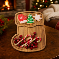Plateau de service en bois pour Noël, vente en gros directe usine, idéal pour biscuits, bonbons, noix et tables de fête