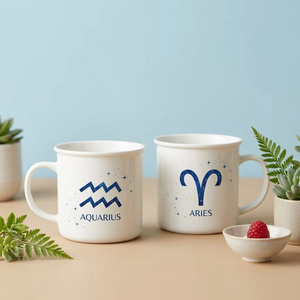 Ensemble de tasses en céramique avec constellations du zodiaque, design ciel étoilé, cadeau pour anniversaire, Saint-Valentin, décoration de la maison - Product Image 1