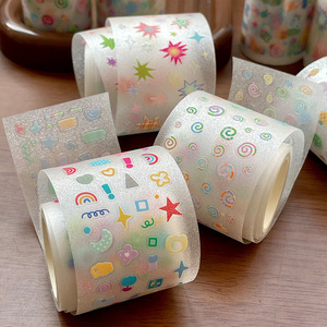 สติ๊กเกอร์กากเพชรสำหรับสัตว์เลี้ยงแบบม้วนม้วนสไตล์ Washi สำหรับสมุดบันทึกการทำสมุดภาพระบบเกลือภาพตัดปะการ<span class=keywords><strong>ตกแต่ง</strong></span>ลวดลายพื้นฐาน - Product Image 1