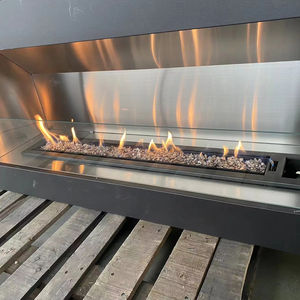 Chimenea de gas reclusa moderna en acabado de acero inoxidable cepillado Quema limpia Instalación de tipo de inserción de Calefacción Eficiente para el hogar - Product Image 1