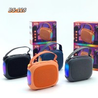 Altavoz Bluetooth Portátil BS-128 con Luces RGB, Mini Altavoz Oxford para Exteriores, Reproductor de Música Inalámbrico con Sonido Envolvente