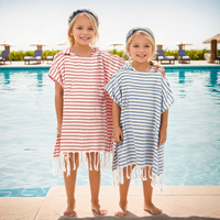 Poncho de surf turc rayé de haute qualité, logo personnalisé imprimé, robe à glands pour enfants, tissu doux, serviette de plage de voyage, séchage rapide