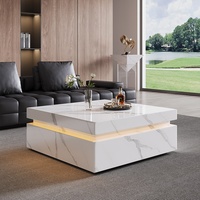Meubles de salon modernes minimalistes de luxe léger, table basse carrée en marbre naturel BTCT019 pour usage domestique ou hôtelier