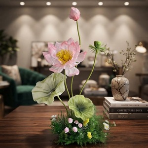 <span class=keywords><strong>Flores</strong></span> de Loto Gigantes Hechas a Mano con Organza, Adornos Florales Grandes para Bodas, Decoración de Escaparates, Fondos para Fotografía y Paredes - Product Image 4