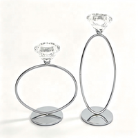 Supports de bougies modernes en fer électroplaqué et cristal, bougeoirs en verre transparent, vendus séparément ou en ensemble complet