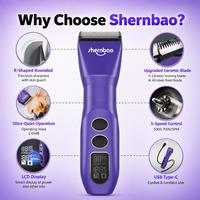 Tondeuse à poils pour animaux de compagnie sans fil rechargeable Shernbao, 5 lames en 1, faible bruit, tondeuse à poils pour chien, USB Type C, petits animaux