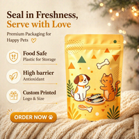 Sachet refermable à fermeture éclair, personnalisé, imprimé, de qualité alimentaire, résistant à l'humidité, mat, pour friandises pour chiens, chiots, nourriture pour chats, collations pour animaux, anti-odeur, refermable