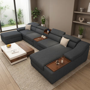 Sofá Moderno de Lujo de Tres Plazas con Cojín Tapizado y Diseño Curvo para Sala de Estar de Apartamentos y Villas - Product Image 3