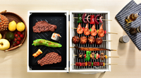 Barbecue pliable robuste pour le camping - Poignée de barbecue amovible, revêtement en poudre noir/blanc pour pique-nique en plein air/cuisine en extérieur