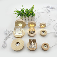 Base lumineuse LED 3D en bois, support en verre cristal avec câble USB, base d'affichage LED en bois pour veilleuse, directement de l'usine
