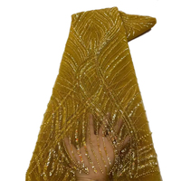 Nouveau Tissu de Dentelle Perlé NI.AI, Dentelle Nette Africaine avec Sequins et Perles pour Robe de Soirée ou de Mariage