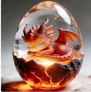 고급 맞춤형 레진 공예품, 발광 드래곤 에그 컨셉 제품 주문 전 상담 필요 수면 중인 아기 드래곤 피규어 - Product Image 1