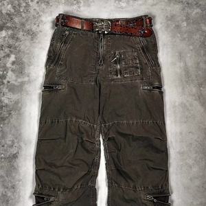 Men's Vintage Cargo <b>Jeans</b>, Multi-Zipper Pocket Distressed Casual Trousers, for Outdoor Activities & Streetwear - Product Image 2