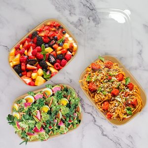 Hình chữ nhật Kraft thực phẩm <span class=keywords><strong>container</strong></span> tùy chỉnh đưa ra nhanh chóng bao bì thực phẩm <span class=keywords><strong>container</strong></span> hộp giấy giấy tấm bát - Product Image 3