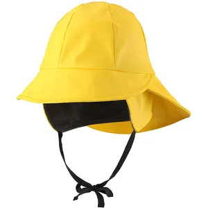 Pu儿童雨具配件黄色防水塑料雨帽