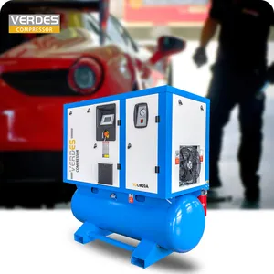 Verdes 20HP 15KW Compresor de aire de tornillo rotativo Integrado 500 litros Secador de tanque de aire Compresor todo en uno 60 70 80 galones