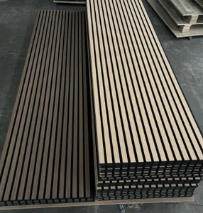 Panneaux à lattes en noyer foncé pour murs multimédias - Product Image 4