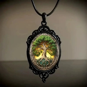 Kalung liontin Halloween pria dan wanita, ornamen modis kalung liontin gagak <span class=keywords><strong>Retro</strong></span> Gothic Cross Hexenbiest untuk pria dan wanita - Product Image 6