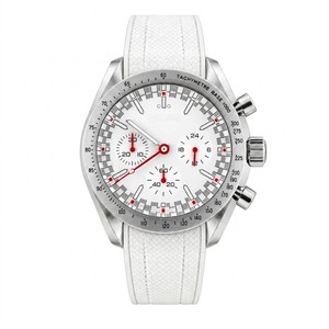 Reloj Cronógrafo de Cuarzo con Esfera Blanca, Correa Tejida, Caja de Acero Inoxidable, Taquímetro, Reloj de Pulsera Analógico - Product Image 2