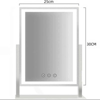 Miroir de maquillage intelligent à LED avec éclairage tricolore réglable, luminosité ajustable, construction en métal et verre, panneau décoratif, grand ou petit format