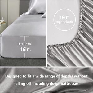 Bộ Ga Trải Giường Vải <span class=keywords><strong>Satin</strong></span> 4 Cái Màu Trơn Nhà Sản Xuất Bộ Ga Trải Giường Vải <span class=keywords><strong>Satin</strong></span> Mềm Mượt Siêu Mềm - Product Image 5