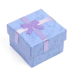 4*4*3cm Nouveau Designer Carré Bowknot Colorful Paper Elegant Wedding Rings Jewelry Box Gift Package - Product Image 5