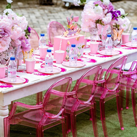 Chaises de fête pour enfants, extérieur, intérieur, cristal acrylique PC, plastique, anniversaire, événements, enfants, enfants, fauteuils fantômes roses pour mariage