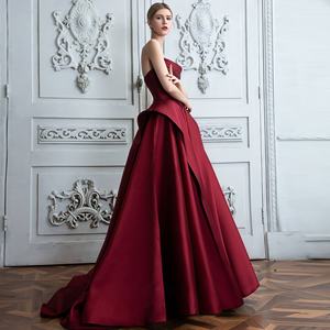 ชุดคลุมท้องกระโปรงยาวอัดพลีทสำหรับคุณแม่ชุดราตรีหรูหราระดับไฮเอนด์ทันสมัยสีไวน์แดงขนาดพิเศษ - Product Image 3