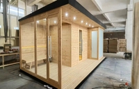 Sauna combiné préfabriqué de luxe en bois massif écologique pour extérieur avec salle de repos