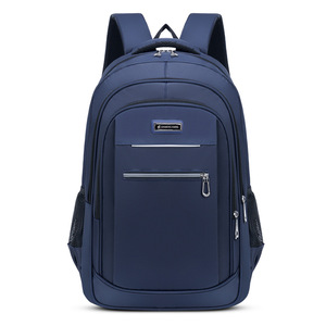 Men's <b>Backpack</b> <b>Large</b> Capacity Laptop Bag Business Travel School Use Blue Solid Color Detachable Straps Interior Zipper Pocket - Product Image 1