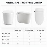 WC intelligent en céramique au design moderne, chasse d'eau à air comprimé, sans électricité, à siphon, monobloc, bidet, nettoyage des fesses, vente en gros