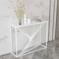 Table console moderne convertible en métal pour salon, appartement, hôtel – Table de salle à manger de luxe avec miroir pour couloir