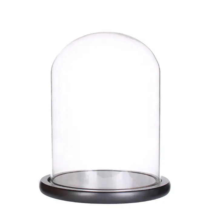 Dôme en verre transparent avec Base pour décoration, vente en gros, pas cher, usine